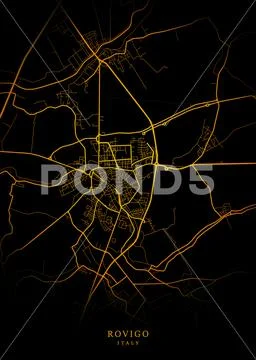 City of Rovigo Italy Map Gold Minimalist Poster Maps Illustration ...