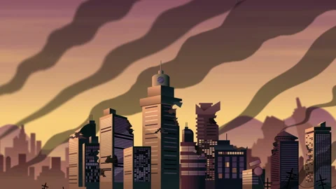 City in Ruins Stock Footage 122636889