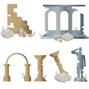 City Ruins Landscape Design Elements Vector Illustration Stock Illustration