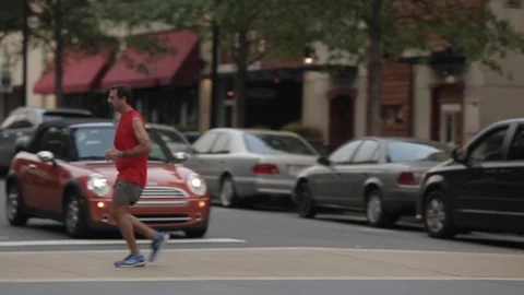 City Runner Slow Motion Stock Footage 126557239