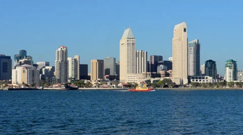 City of San Diego California from Coronado in san Diego Bay of skyline and Stock Footage