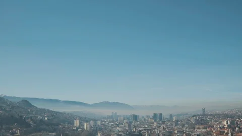 City of Sarajevo in spring, top view Stock Footage 128688489