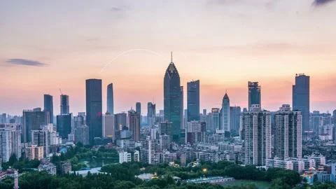 City scape with connecting dots for networking and communication 스톡 동영상 131638735