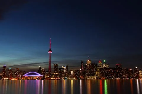City scape at night of Toronto, Canada Stock Photos