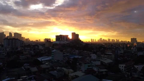 CITY-SCAPE SUNSET METRO MANILA PHILIPPINES Stock Footage