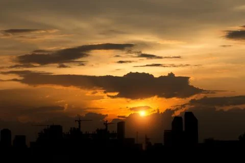 City scape on sunset Stock Photos