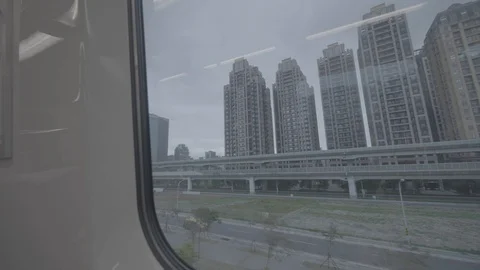 City scenery in the train Stock Footage 95165343