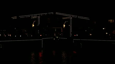 City scenic from Amsterdam in the Netherlands at night Stock Footage