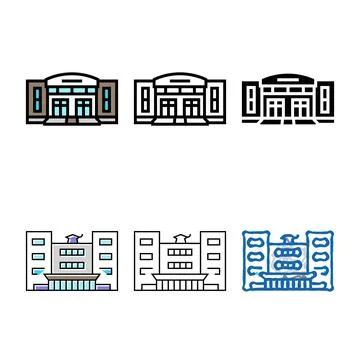 City school building color forms icon vector Stock Illustration