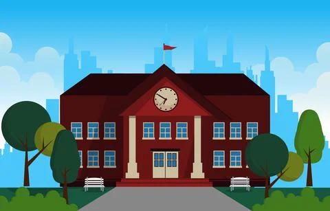 City School Building Study Learning Education Vector Illustration Ilustración de archivo