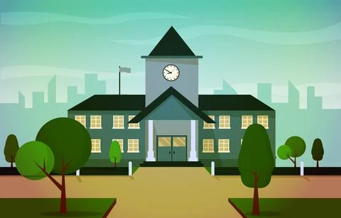 City School Building Study Learning Education Vector Illustration Ilustración de archivo