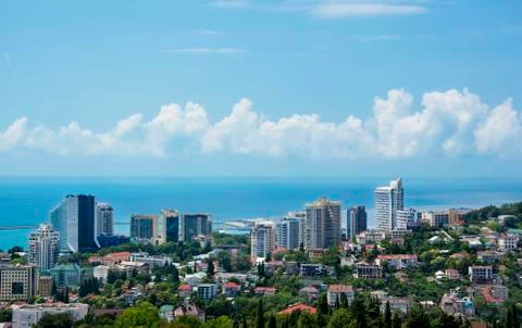 City by the sea buildings general view rest travel Stock Photos