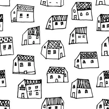 City seamless pattern in black and white is repetitive texture. Stock-Illustration