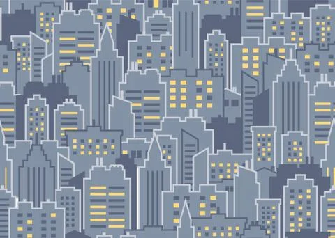City seamless pattern Stock Illustration