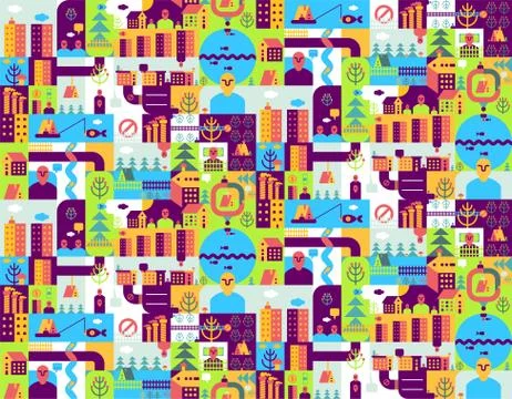 City seamless pattern. Place map texture. Town background. Road and street. H Stock Illustration
