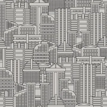 City seamless pattern. Vector background of buildings and skyscrapers. Textur Stock Illustration