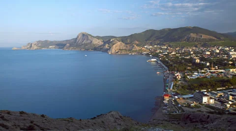 City at the seaside time lapse Stock Footage 39161383