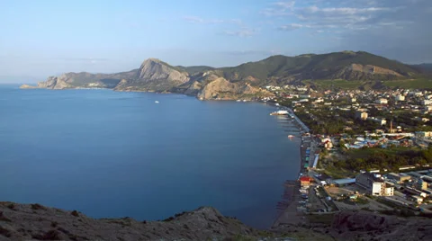 City at the seaside time lapse Stock Footage 39161490
