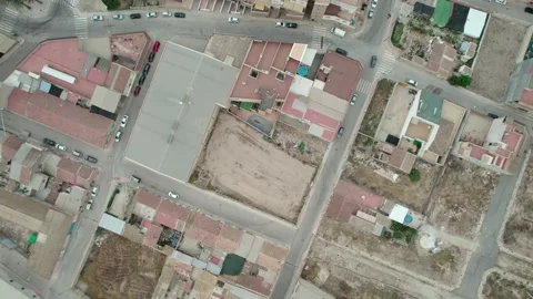 The city as seen from the air. Upper view of the streets of the village. Video stock 160415391