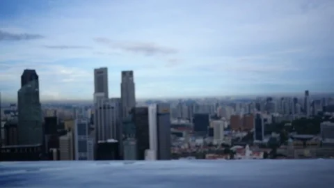 City Seen from Infinity Pool Stock Footage 77766095