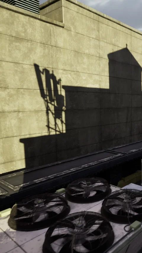 City shadows and industrial elements on a clear day Stock Footage 331687180