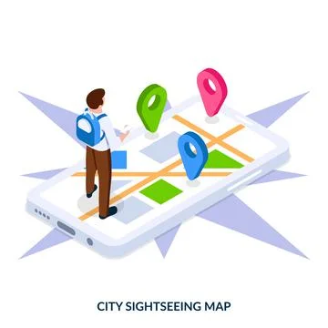 City sightseeing map. Concept. Digital city map Stock Illustration