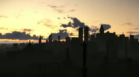 City silhouette Stock Footage 12234798