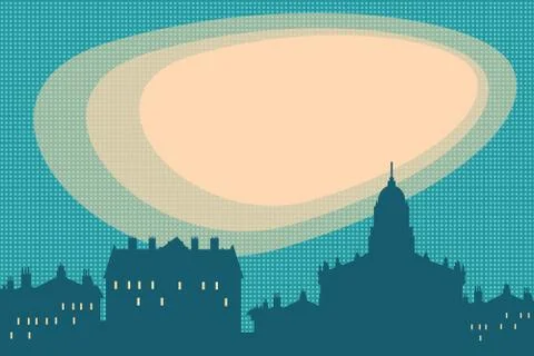 City silhouette retro vector background Stock Illustration