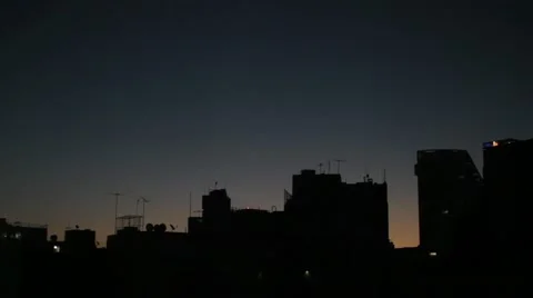 City silhouette at sunset Stock Footage 45653413