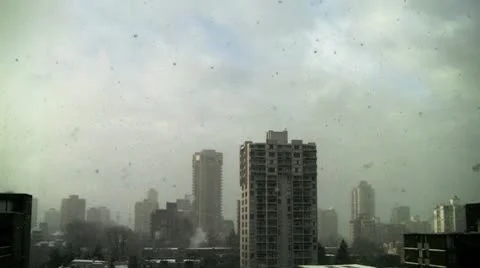 City, Sky and Snow Stock Footage 10701225