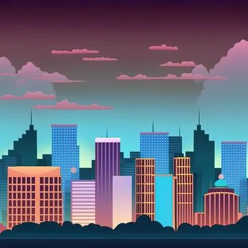 City sky line 2d illustrated template Stock Illustration