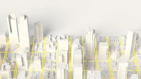 City skyline 3d rendering. Techno mega city skyscrapers Illustrazione stock