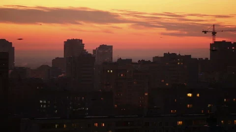 City skyline after sunset Stock Footage 58847261