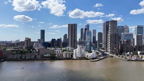 City Skyline Along River Stock Footage 341320012