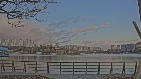 City Skyline and Lake Reflection Time Lapse - 4K ProRes 422 HQ Stock Footage 326069843