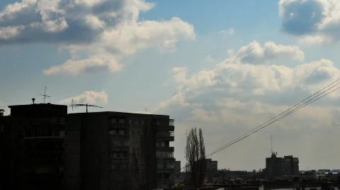 City skyline and TimeLapse clouds HD Stock Footage
