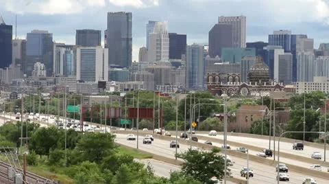 City Skyline and Traffic Stock Footage
