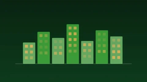 City skyline buildings construction growing spring background loop Vidéo 342613341