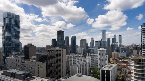 City Skyline Clouds and Construction Development Toronto Stock Footage 124083573