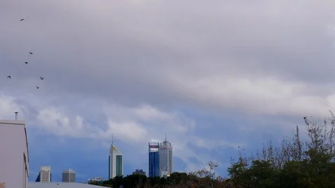 City skyline clouds passing time-lapse - Perth Australia Stock Footage 111309927