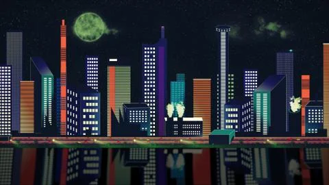City Skyline in Comic Style Stock Illustration