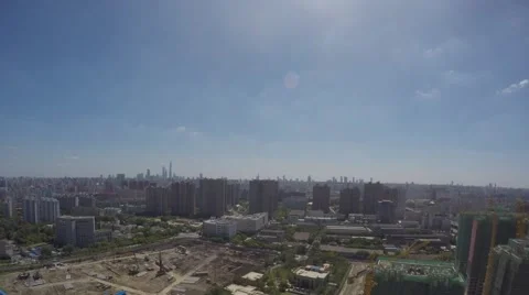 City skyline with construction site timelapse Stock Footage 55437672