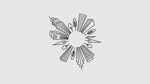 City skyline drawing Stock Footage 333100359