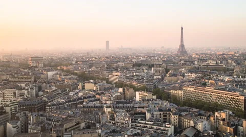 City skyline with the Eiffel Tower, Paris, France - Time lapse Stock Footage 54127055