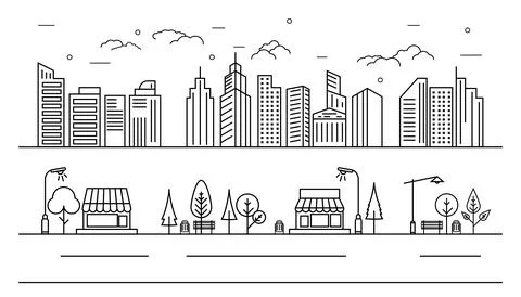 City skyline flat design 스톡 일러스트
