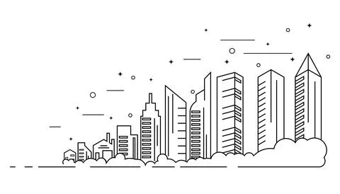 City skyline flat design 스톡 일러스트