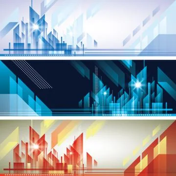 City skyline  header set Stock Illustration