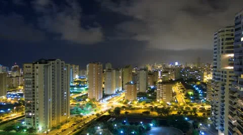 City skyline night time lapse Stock Footage