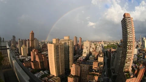 City Skyline Rainbow Stock Footage 135097975