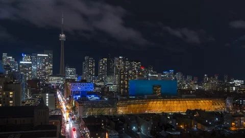 City Skyline Storm Clouds Timelapse Downtown Toronto Streets Stock Footage 123388071